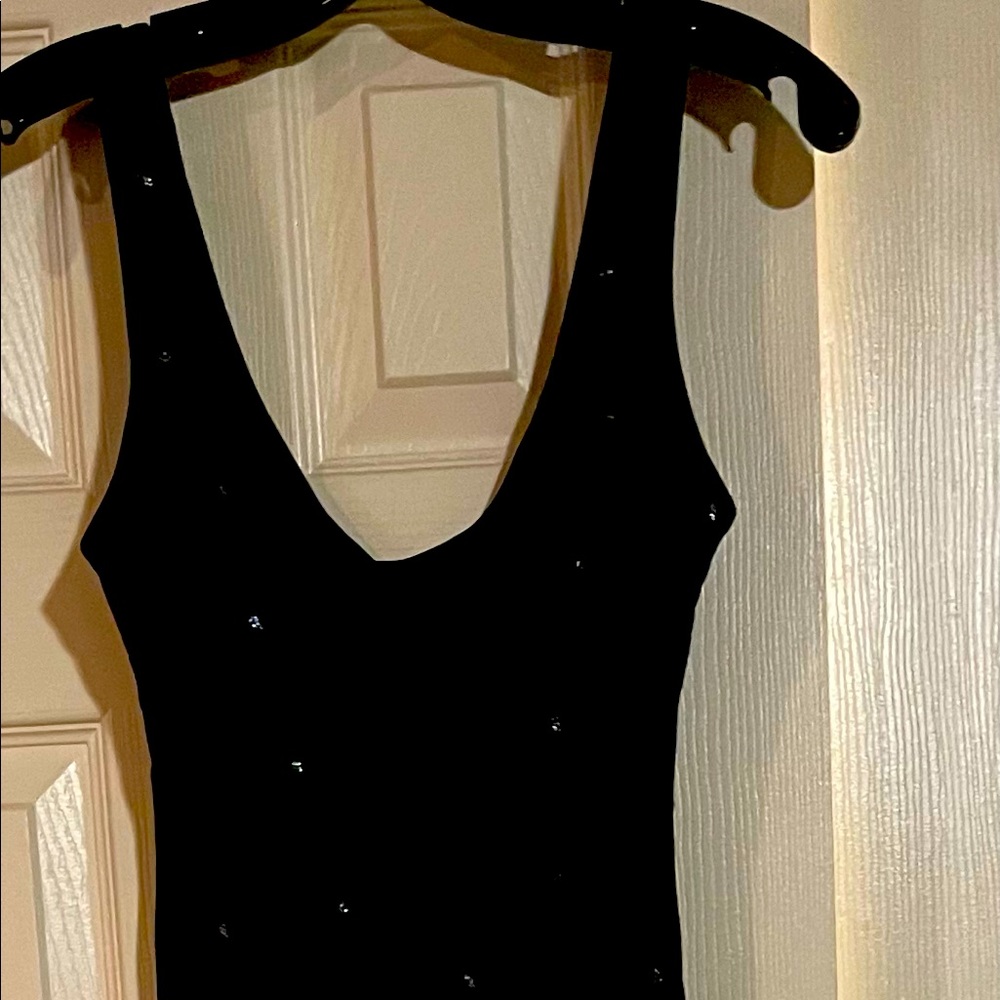 Formal black floor length sparkling dress